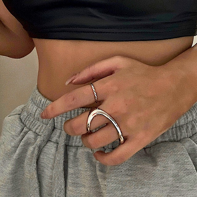 % + New Large Over 2 Fingers Contemporary Ring